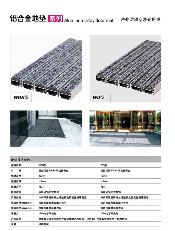 WDN&WD系列 办公室铝合金门口除尘地垫 产品介绍图