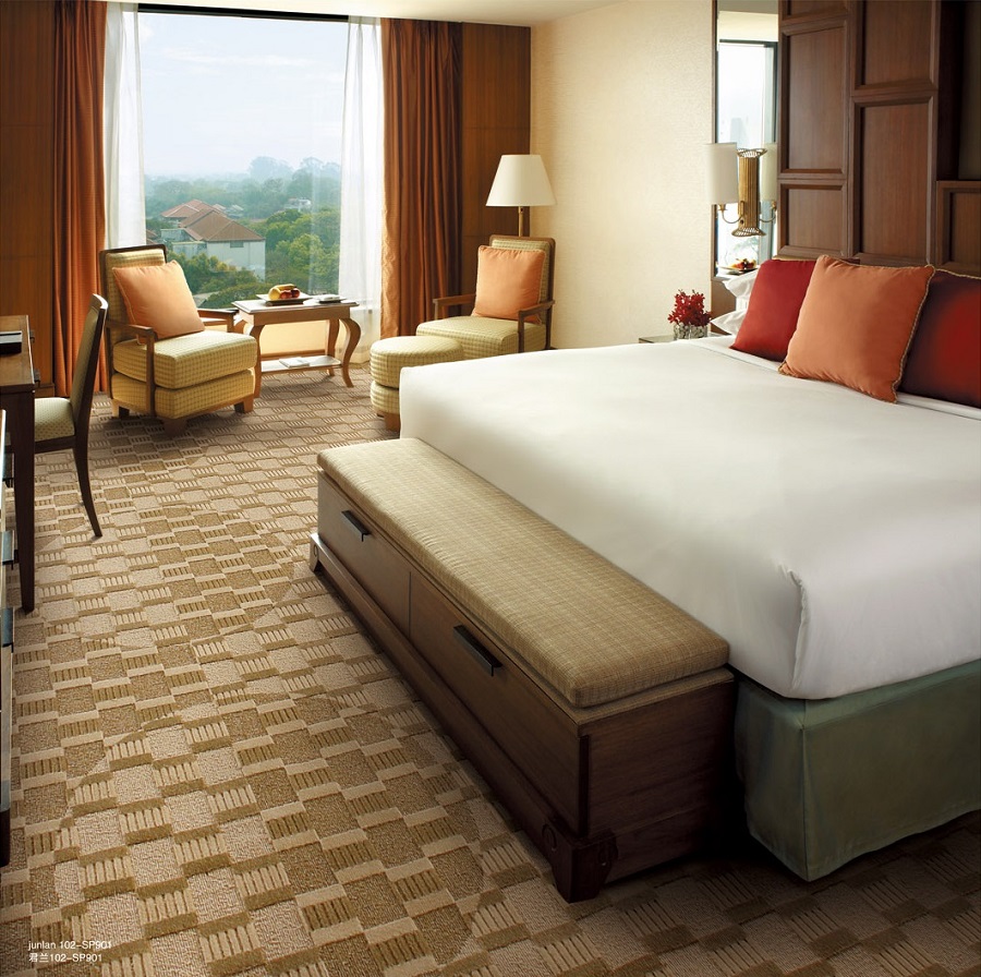 君兰之格子系列 酒店客房丙纶簇绒地毯 效果