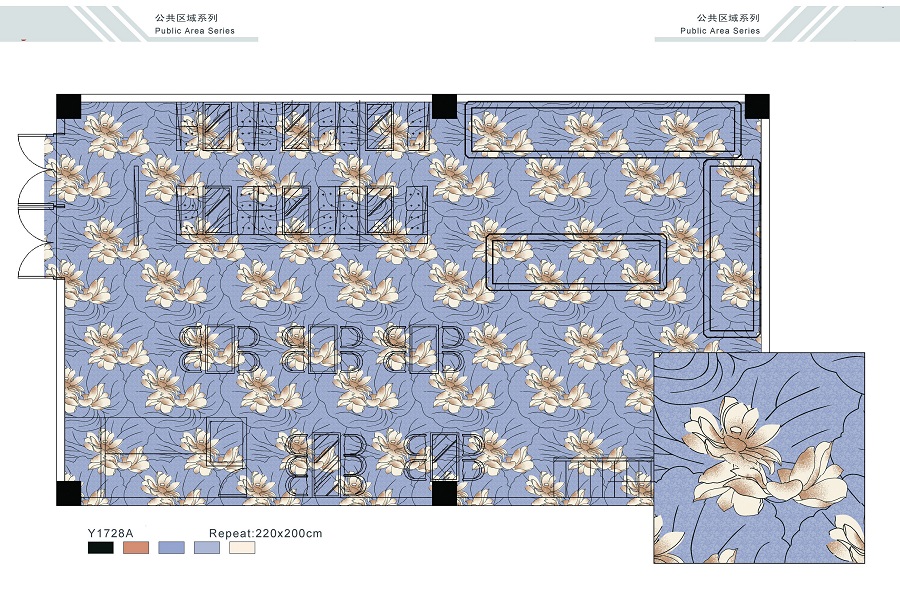 Y1706A系列  酒店地毯宴会厅尼龙印花地毯 产品详细