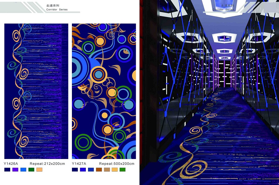 Y1426A系列 酒店地毯走道地毯尼龙印花地毯 效果