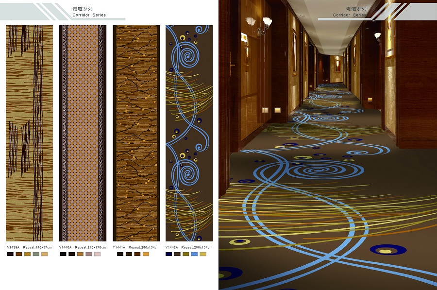 Y1439A系列 酒店地毯走道地毯尼龙印花地毯 效果