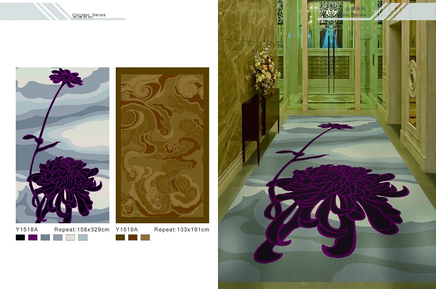 Y1518A 系列 酒店地毯走道地毯尼龙印花地毯 效果